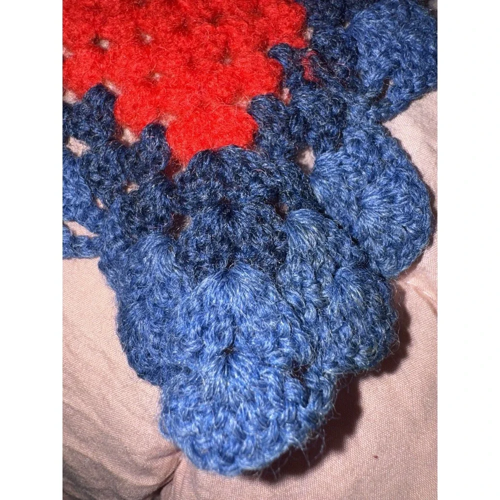 Vintage Granny Square Afghan Blanket Crochet Bohemian throw 68x52